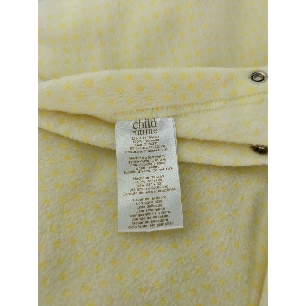 Carters Child of Mine Yellow Bunting Baby Blanket Snaps 33x33 Inch Blue Bear - Picture 4 of 5
